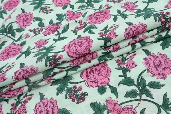 Pink_Cotton_Traditional_Floral_Hand_Block_Print_Unstiched_Material_For_Men's_Kurta_Shirts_&_Women's_Kurti_and_Other_Dress_Material