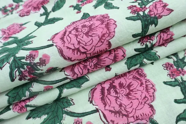 Pink_Cotton_Traditional_Floral_Hand_Block_Print_Unstiched_Material_For_Men's_Kurta_Shirts_&_Women's_Kurti_and_Other_Dress_Material