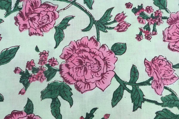 Pink_Cotton_Traditional_Floral_Hand_Block_Print_Unstiched_Material_For_Men's_Kurta_Shirts_&_Women's_Kurti_and_Other_Dress_Material