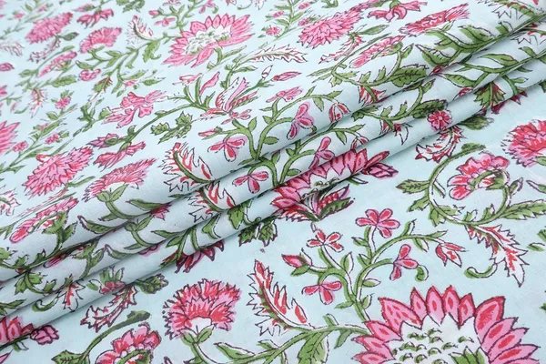 Pink_Cotton_Traditional_Floral_Hand_Block_Print_Unstiched_Material_For_Men's_Kurta_Shirts_&_Women's_Kurti_and_Other_Dress_Material