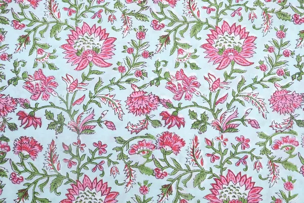 Pink_Cotton_Traditional_Floral_Hand_Block_Print_Unstiched_Material_For_Men's_Kurta_Shirts_&_Women's_Kurti_and_Other_Dress_Material