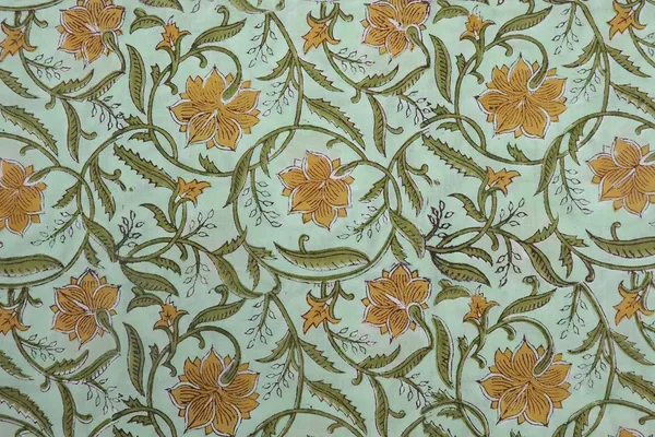 Yellow_Cotton_Traditional_Floral_Hand_Block_Print_Unstiched_Material_For_Men's_Kurta_Shirts_&_Women's_Kurti_and_Other_Dress_Material