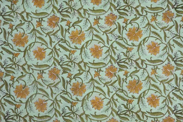 Yellow_Cotton_Traditional_Floral_Hand_Block_Print_Unstiched_Material_For_Men's_Kurta_Shirts_&_Women's_Kurti_and_Other_Dress_Material