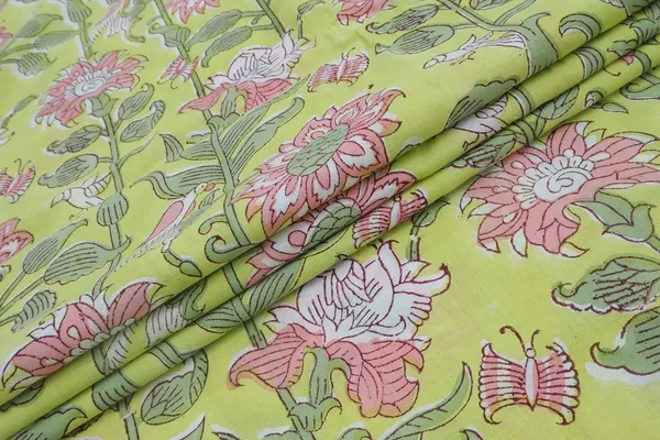 Green_Cotton_Traditional_Floral_Hand_Block_Print_Unstiched_Material_For_Men's_Kurta_Shirts_&_Women's_Kurti_and_Other_Dress_Material