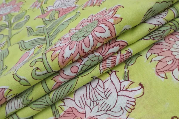 Green_Cotton_Traditional_Floral_Hand_Block_Print_Unstiched_Material_For_Men's_Kurta_Shirts_&_Women's_Kurti_and_Other_Dress_Material
