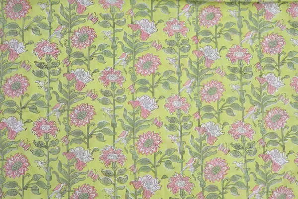 Green_Cotton_Traditional_Floral_Hand_Block_Print_Unstiched_Material_For_Men's_Kurta_Shirts_&_Women's_Kurti_and_Other_Dress_Material