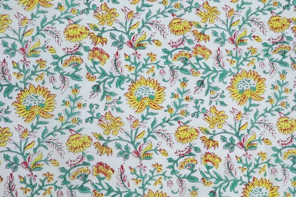Yellow_Cotton_Traditional_Floral_Hand_Block_Print_Unstiched_Material_For_Men's_Kurta_Shirts_&_Women's_Kurti_and_Other_Dress_Material
