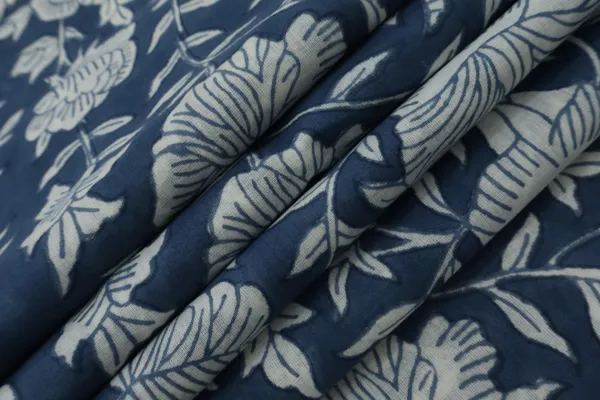 Blue_Cotton_Traditional_Floral_Hand_Block_Print_Unstiched_Material_For_Men's_Kurta_Shirts_&_Women's_Kurti_and_Other_Dress_Material