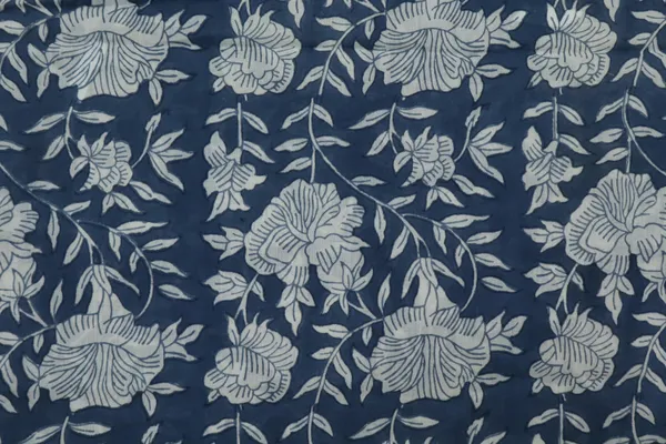 Blue_Cotton_Traditional_Floral_Hand_Block_Print_Unstiched_Material_For_Men's_Kurta_Shirts_&_Women's_Kurti_and_Other_Dress_Material