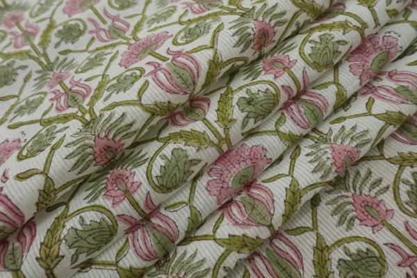 Green_Cotton_Traditional_Floral_Hand_Block_Print_Unstiched_Material_For_Men's_Kurta_Shirts_&_Women's_Kurti_and_Other_Dress_Material
