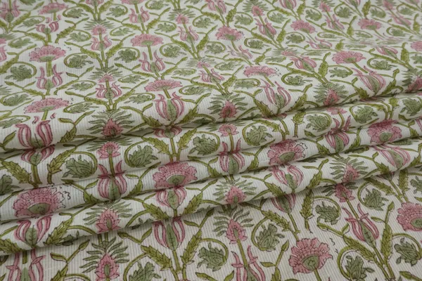 Green_Cotton_Traditional_Floral_Hand_Block_Print_Unstiched_Material_For_Men's_Kurta_Shirts_&_Women's_Kurti_and_Other_Dress_Material