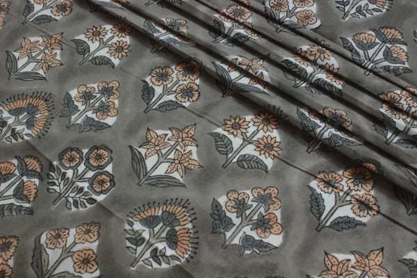 Grey_Cotton_Traditional_Floral_Hand_Block_Print_Unstiched_Material_For_Men's_Kurta_Shirts_&_Women's_Kurti_and_Other_Dress_Material