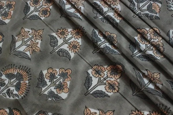 Grey_Cotton_Traditional_Floral_Hand_Block_Print_Unstiched_Material_For_Men's_Kurta_Shirts_&_Women's_Kurti_and_Other_Dress_Material