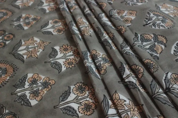 Grey_Cotton_Traditional_Floral_Hand_Block_Print_Unstiched_Material_For_Men's_Kurta_Shirts_&_Women's_Kurti_and_Other_Dress_Material