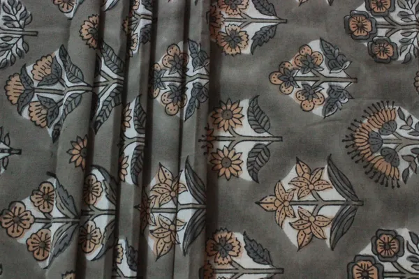 Grey_Cotton_Traditional_Floral_Hand_Block_Print_Unstiched_Material_For_Men's_Kurta_Shirts_&_Women's_Kurti_and_Other_Dress_Material