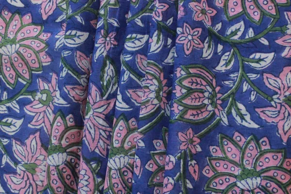 Blue_Cotton_Traditional_Floral_Hand_Block_Print_Unstiched_Material_For_Men's_Kurta_Shirts_&_Women's_Kurti_and_Other_Dress_Material