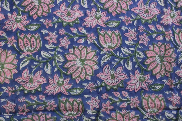 Blue_Cotton_Traditional_Floral_Hand_Block_Print_Unstiched_Material_For_Men's_Kurta_Shirts_&_Women's_Kurti_and_Other_Dress_Material