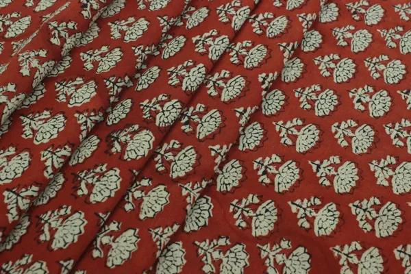 Red_Cotton_Traditional_Floral_Hand_Block_Print_Unstiched_Material_For_Men's_Kurta_Shirts_&_Women's_Kurti_and_Other_Dress_Material