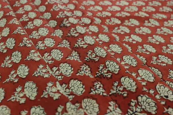 Red_Cotton_Traditional_Floral_Hand_Block_Print_Unstiched_Material_For_Men's_Kurta_Shirts_&_Women's_Kurti_and_Other_Dress_Material