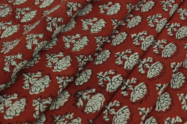 Red_Cotton_Traditional_Floral_Hand_Block_Print_Unstiched_Material_For_Men's_Kurta_Shirts_&_Women's_Kurti_and_Other_Dress_Material