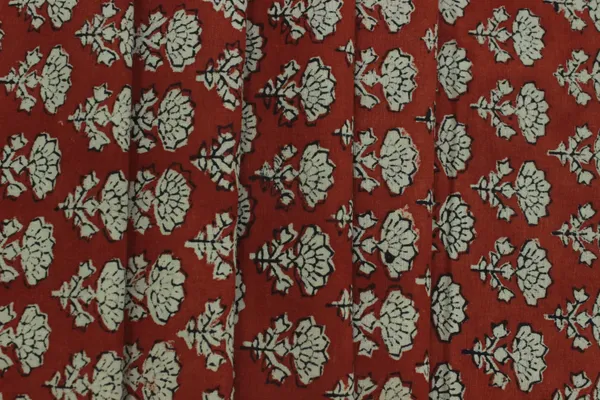 Red_Cotton_Traditional_Floral_Hand_Block_Print_Unstiched_Material_For_Men's_Kurta_Shirts_&_Women's_Kurti_and_Other_Dress_Material