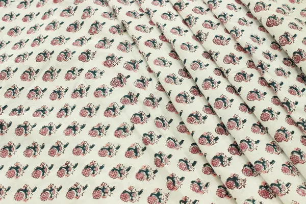 White_Cotton_Traditional_Floral_Hand_Block_Print_Unstiched_Material_For_Men's_Kurta_Shirts_&_Women's_Kurti_and_Other_Dress_Material