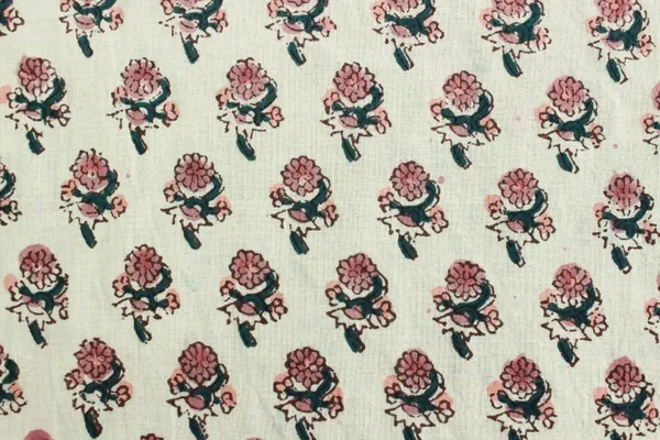 White_Cotton_Traditional_Floral_Hand_Block_Print_Unstiched_Material_For_Men's_Kurta_Shirts_&_Women's_Kurti_and_Other_Dress_Material