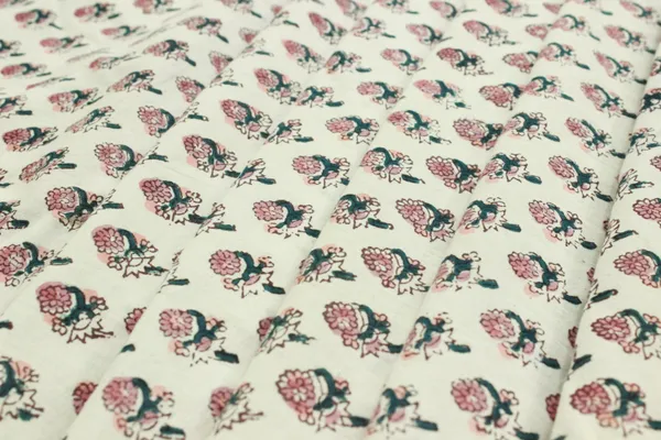 White_Cotton_Traditional_Floral_Hand_Block_Print_Unstiched_Material_For_Men's_Kurta_Shirts_&_Women's_Kurti_and_Other_Dress_Material