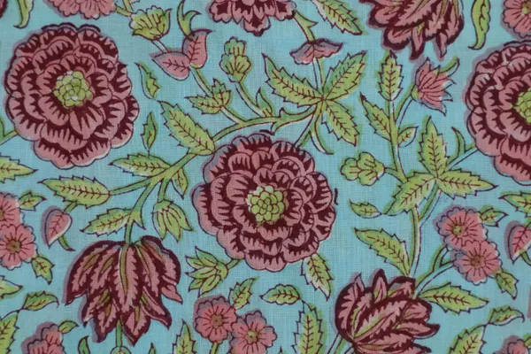 Blue_Cotton_Traditional_Floral_Hand_Block_Print_Unstiched_Material_For_Men's_Kurta_Shirts_&_Women's_Kurti_and_Other_Dress_Material