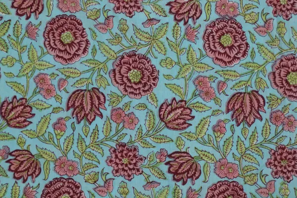Blue_Cotton_Traditional_Floral_Hand_Block_Print_Unstiched_Material_For_Men's_Kurta_Shirts_&_Women's_Kurti_and_Other_Dress_Material