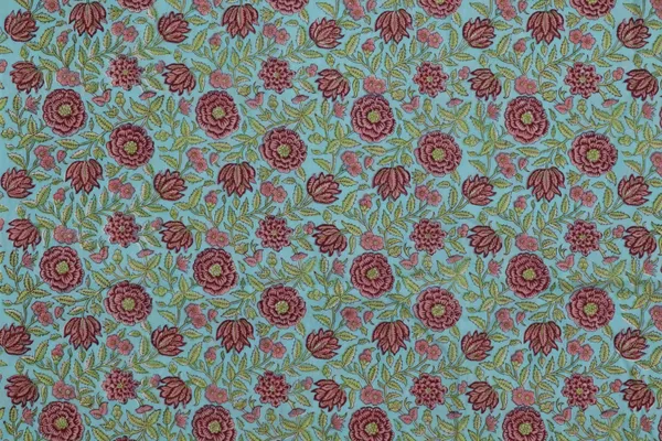 Blue_Cotton_Traditional_Floral_Hand_Block_Print_Unstiched_Material_For_Men's_Kurta_Shirts_&_Women's_Kurti_and_Other_Dress_Material