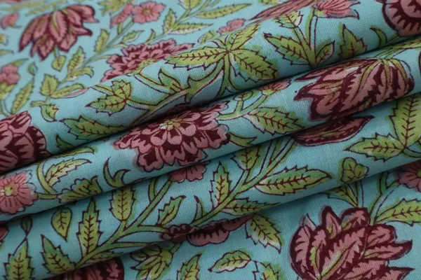 Blue_Cotton_Traditional_Floral_Hand_Block_Print_Unstiched_Material_For_Men's_Kurta_Shirts_&_Women's_Kurti_and_Other_Dress_Material