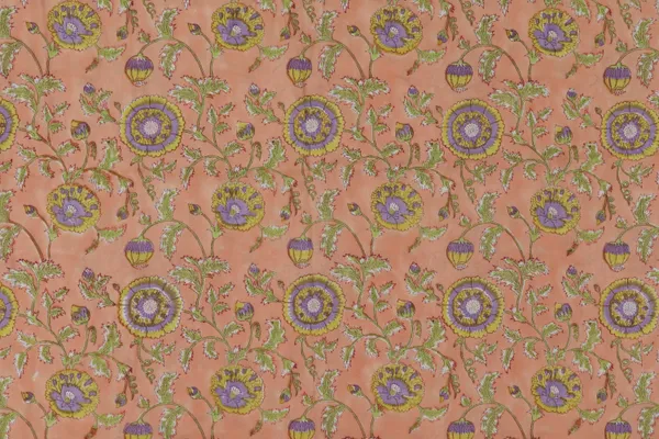 Orange_Cotton_Traditional_Floral_Hand_Block_Print_Unstiched_Material_For_Men's_Kurta_Shirts_&_Women's_Kurti_and_Other_Dress_Material