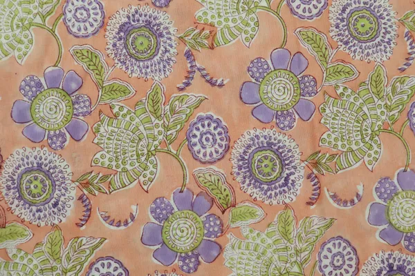 Orange_Cotton_Traditional_Floral_Hand_Block_Print_Unstiched_Material_For_Men's_Kurta_Shirts_&_Women's_Kurti_and_Other_Dress_Material