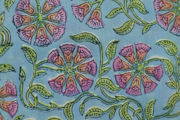 Blue_Cotton_Traditional_Floral_Hand_Block_Print_Unstiched_Material_For_Men's_Kurta_Shirts_&_Women's_Kurti_and_Other_Dress_Material