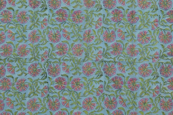 Blue_Cotton_Traditional_Floral_Hand_Block_Print_Unstiched_Material_For_Men's_Kurta_Shirts_&_Women's_Kurti_and_Other_Dress_Material