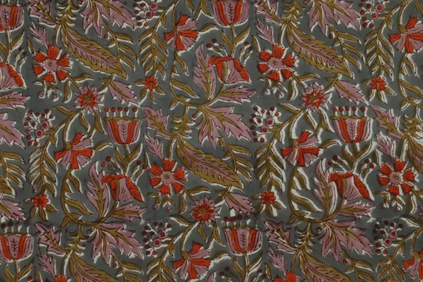 Grey_Cotton_Traditional_Floral_Hand_Block_Print_Unstiched_Material_For_Men's_Kurta_Shirts_&_Women's_Kurti_and_Other_Dress_Material