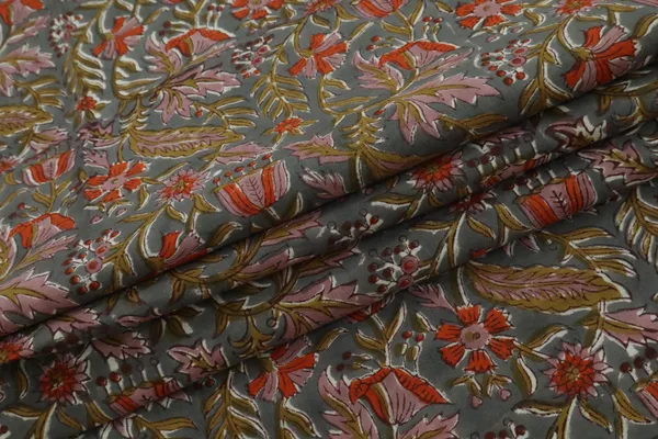 Grey_Cotton_Traditional_Floral_Hand_Block_Print_Unstiched_Material_For_Men's_Kurta_Shirts_&_Women's_Kurti_and_Other_Dress_Material