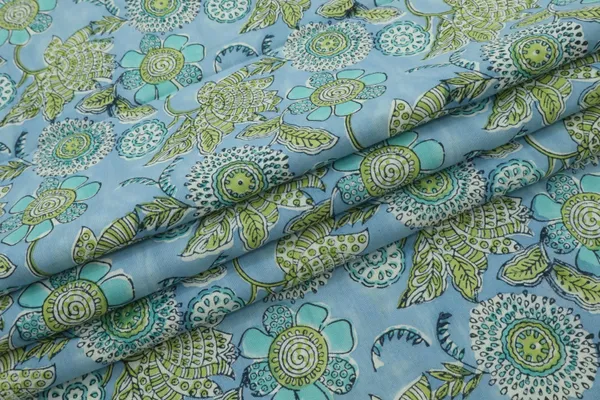 Blue_Cotton_Traditional_Floral_Hand_Block_Print_Unstiched_Material_For_Men's_Kurta_Shirts_&_Women's_Kurti_and_Other_Dress_Material