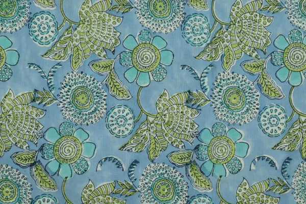 Blue_Cotton_Traditional_Floral_Hand_Block_Print_Unstiched_Material_For_Men's_Kurta_Shirts_&_Women's_Kurti_and_Other_Dress_Material