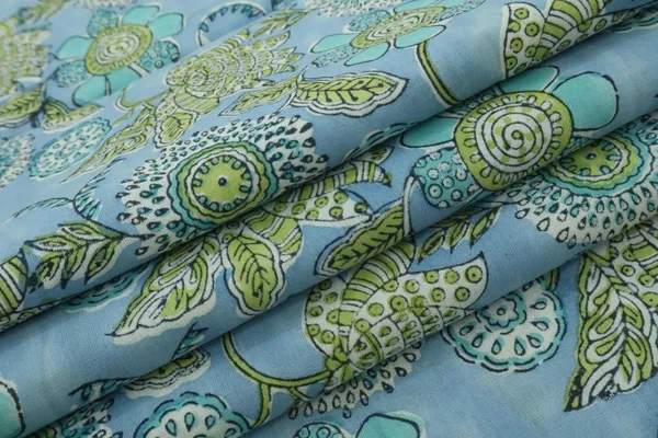Blue_Cotton_Traditional_Floral_Hand_Block_Print_Unstiched_Material_For_Men's_Kurta_Shirts_&_Women's_Kurti_and_Other_Dress_Material