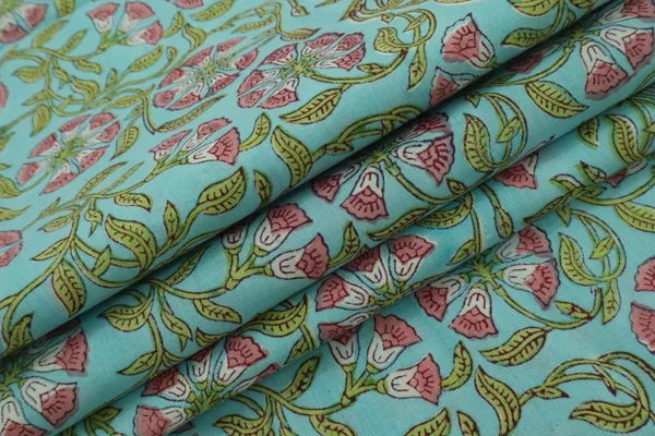 Pink_Cotton_Traditional_Floral_Hand_Block_Print_Unstiched_Material_For_Men's_Kurta_Shirts_&_Women's_Kurti_and_Other_Dress_Material