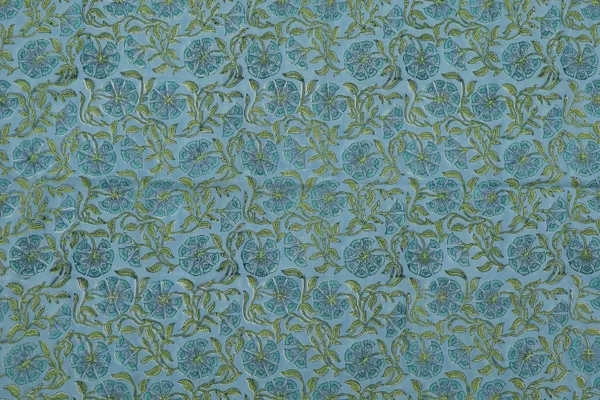 Green_Cotton_Traditional_Floral_Hand_Block_Print_Unstiched_Material_For_Men's_Kurta_Shirts_&_Women's_Kurti_and_Other_Dress_Material