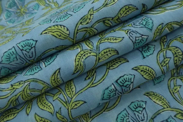 Green_Cotton_Traditional_Floral_Hand_Block_Print_Unstiched_Material_For_Men's_Kurta_Shirts_&_Women's_Kurti_and_Other_Dress_Material
