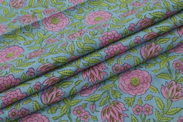 Pink_Cotton_Traditional_Floral_Hand_Block_Print_Unstiched_Material_For_Men's_Kurta_Shirts_&_Women's_Kurti_and_Other_Dress_Material