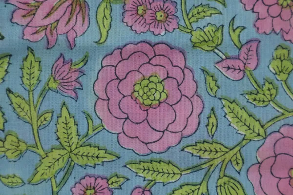 Pink_Cotton_Traditional_Floral_Hand_Block_Print_Unstiched_Material_For_Men's_Kurta_Shirts_&_Women's_Kurti_and_Other_Dress_Material