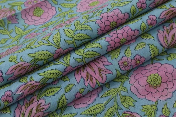 Pink_Cotton_Traditional_Floral_Hand_Block_Print_Unstiched_Material_For_Men's_Kurta_Shirts_&_Women's_Kurti_and_Other_Dress_Material