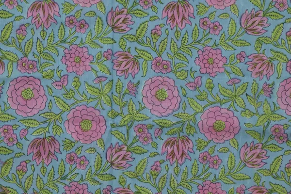 Pink_Cotton_Traditional_Floral_Hand_Block_Print_Unstiched_Material_For_Men's_Kurta_Shirts_&_Women's_Kurti_and_Other_Dress_Material