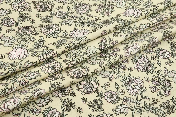 Yellow_Cotton_Traditional_Floral_Hand_Block_Print_Unstiched_Material_For_Men's_Kurta_Shirts_&_Women's_Kurti_and_Other_Dress_Material