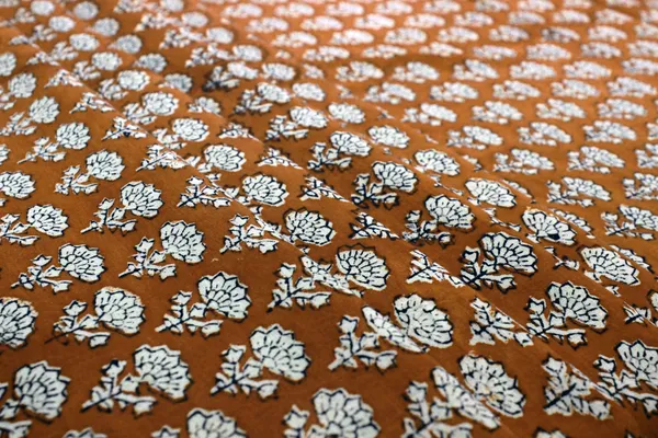 Orange_Cotton_Traditional_Floral_Hand_Block_Print_Unstiched_Material_For_Men's_Kurta_Shirts_&_Women's_Kurti_and_Other_Dress_Material